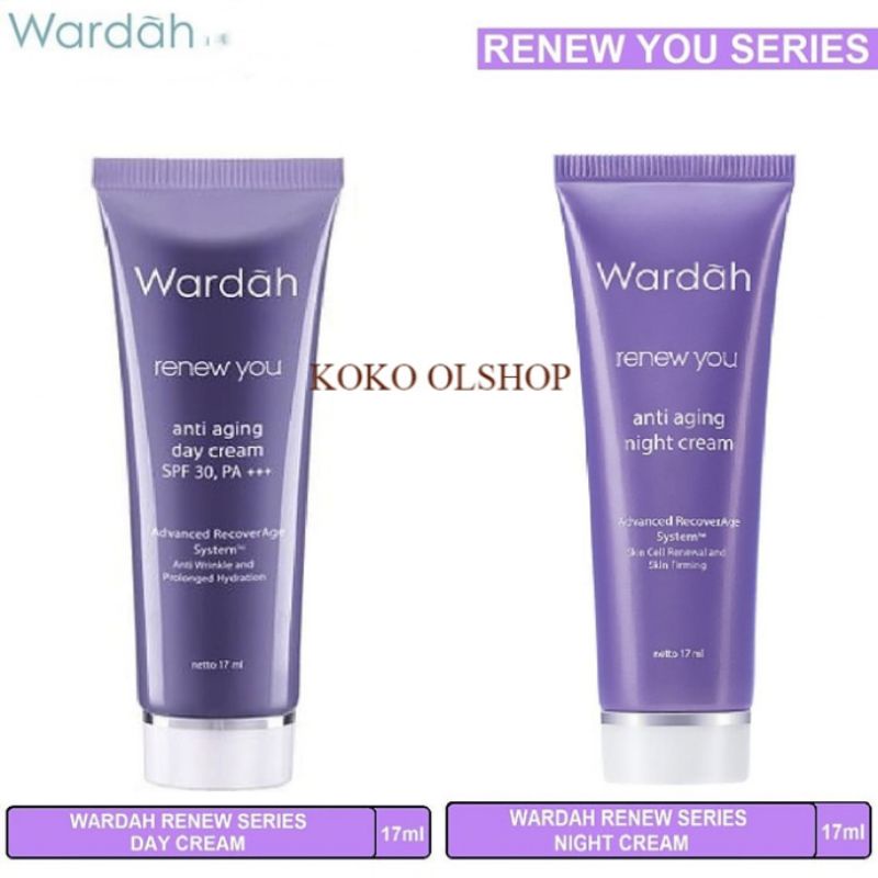 Anti Aging Cream Siang Malam Wardah Renew You Series 17ml Ori BPOM - Cream Siang