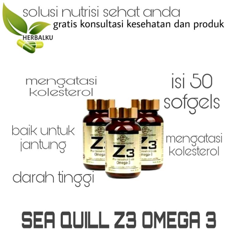 SEA-QUILL Z3 OMEGA 3 50'S | OMEGA 3,SEAQUILL SEA QUILL OMEGA Z3 KOLESTEROL JANTUNG DARAH TINGGI