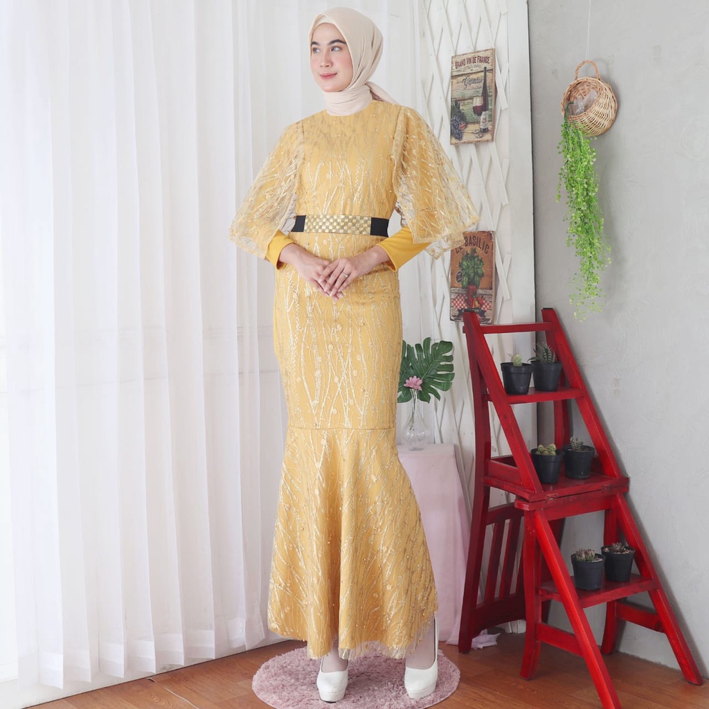 Kathryn collection #205, GAMIS DUYUNG SCUBA KOMBINASI TILE GLITER MUTIARA IMPORT PREMIUM