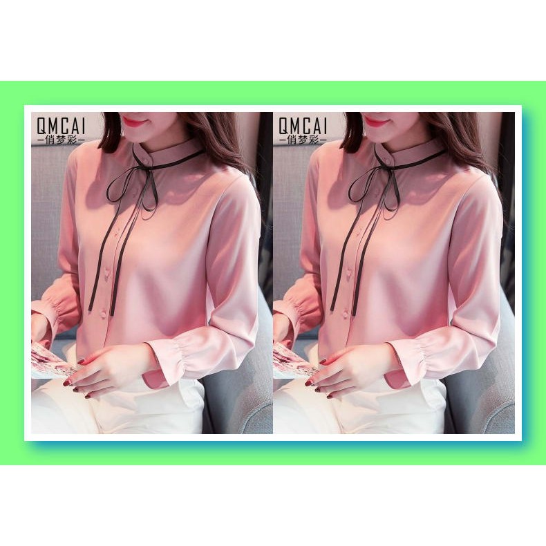 Zaza_Fashion Baju Atasan Wanita Terbaru 2021 Import Real Pict Blo RE998 Kemeja Lala Salem Lengan R