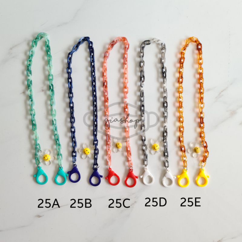 Strap Tali Rantai Masker Leher model Jangkar Capit akrilik Mask Chain Neck Strap smile flower unisex
