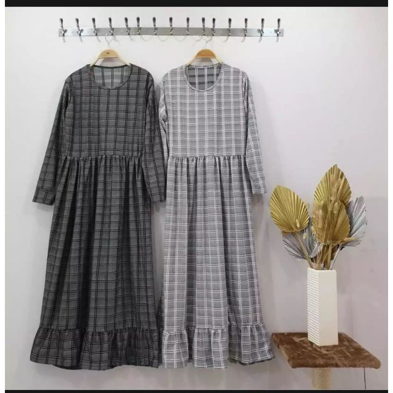 baju bahan wafel motif kotak rempel