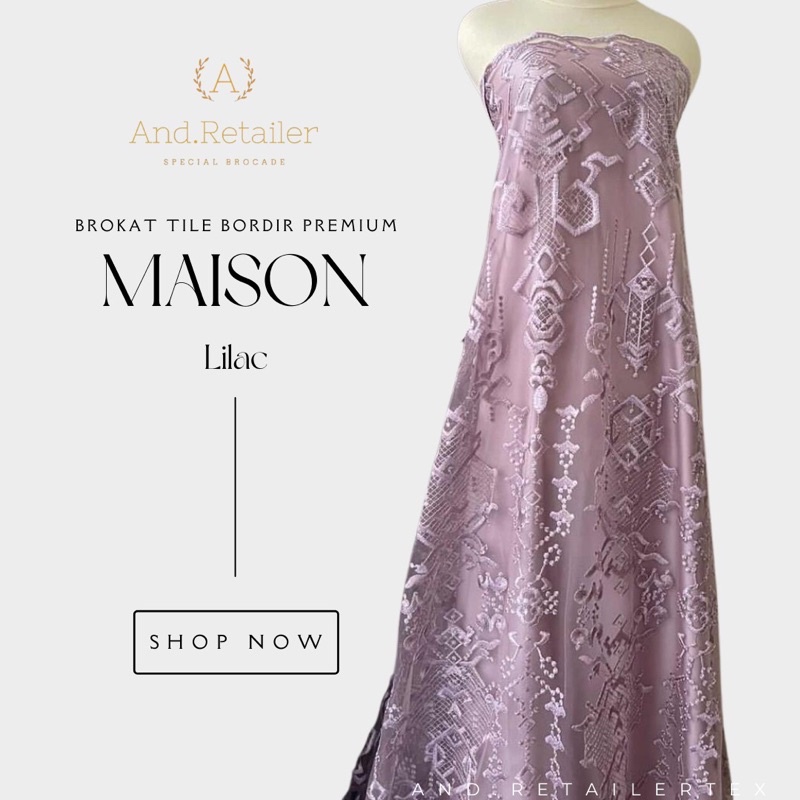 Bahan Kebaya Tile Exclusive Maison by Designer Sapto Full Bordir warna Lilac