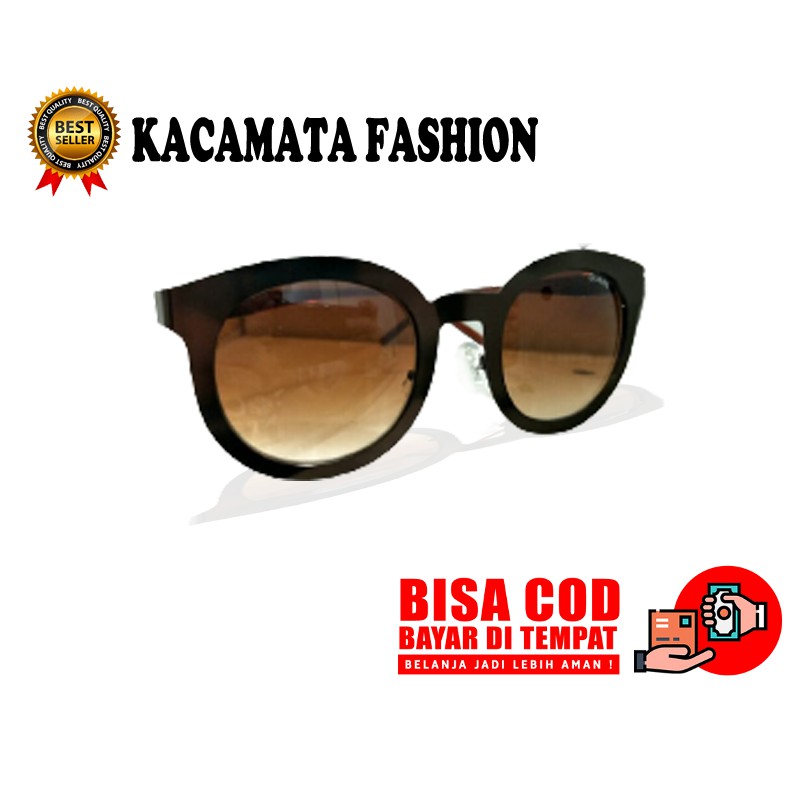 COD kacamata oval korean fashion wanita pria coklat transparan sunglasses unisex