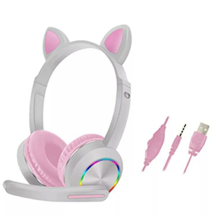 HF HANDSFREE HEADSET HEADPHONE GAMING MUSIC CAT LED AKZ 020