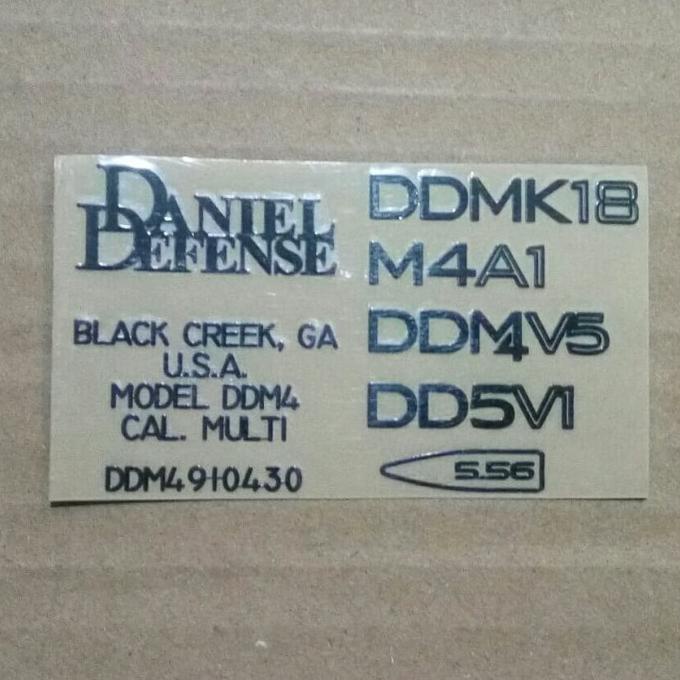 Star Stiker Metal Decal Daniel Defense M4 Mk18 Ar15 5.56 Aeg Gbbr Wgg Hitam Berkualitas