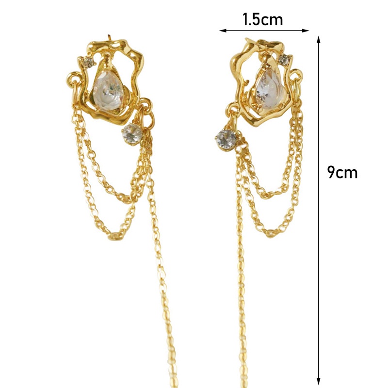 Fancyqube Anting Rantai Rumbai Geometris Zircon Untuk Pesta Ulang Tahun Wanita