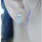 (COD)Anting jepit fashion wanita remaja/dewasa mata zircon perak asli 925/Silver lapisan emas putih murni