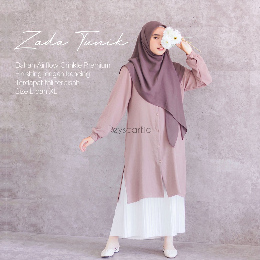 Tunik Zada By Reyscarf Tunik Dewasa Luxury Bahan Airflow Crinkle Premium Terbaik Nyaman Dipakai I Bisa COD