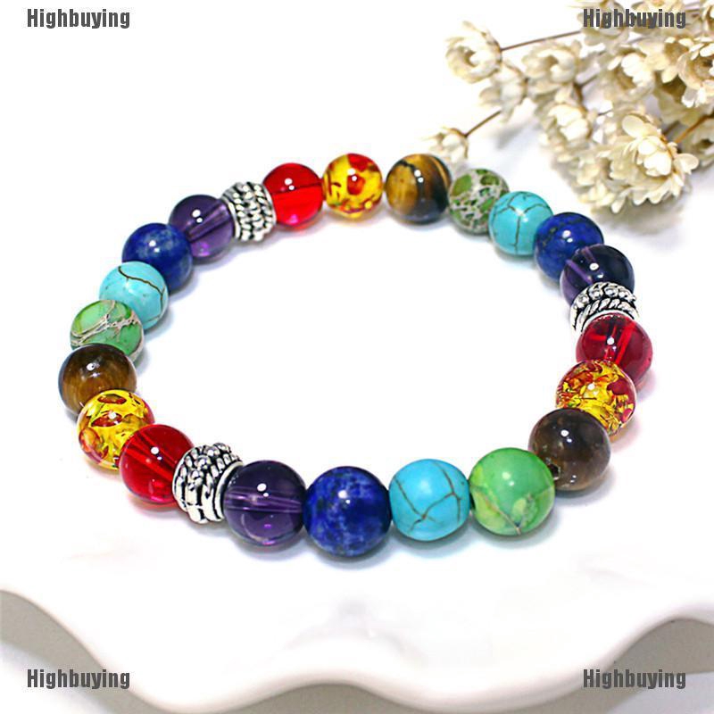 Gelang Manik-Manik Batu Alam 7 Chakra Healing Balance