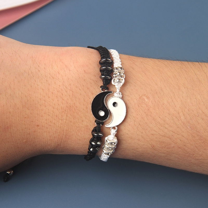 Siy Gelang Persahabatan Strap Kepang Bandul Desain Yin Yang Adjustable Untuk Priawanita