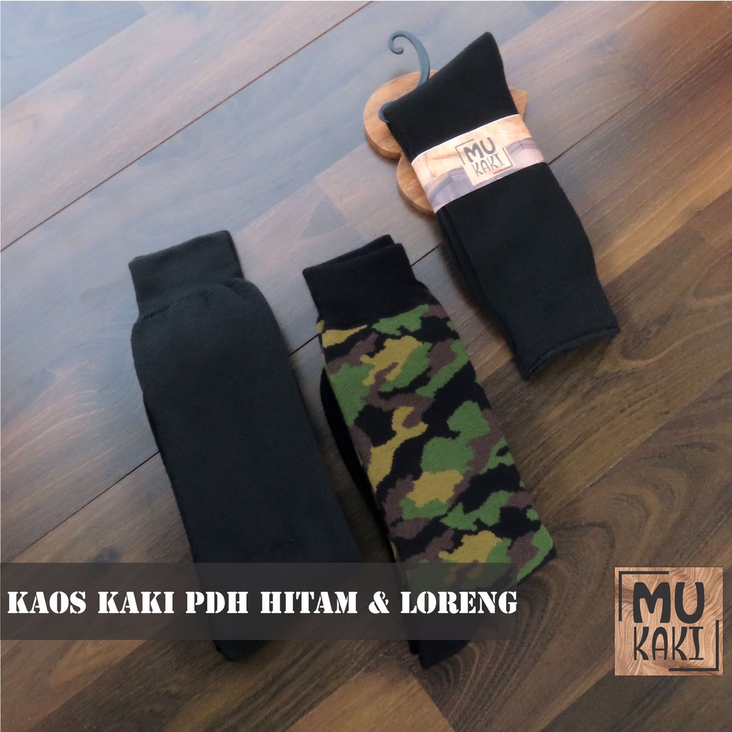 Kaos Kaki Pria TNI Polos Hitam Dan Loreng Mukaki