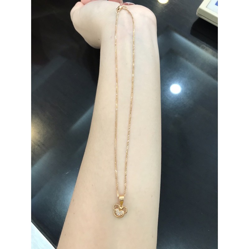 Kalung anak + liontin mickey pmt emas asli kadar 420/375