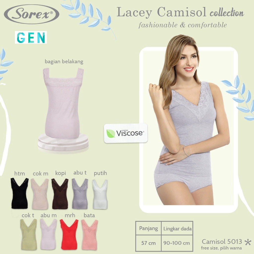 Tanktop Sorex 5013 | Tali Lebar | Renda Polos V-Neck | Free Size Fit To L-XL
