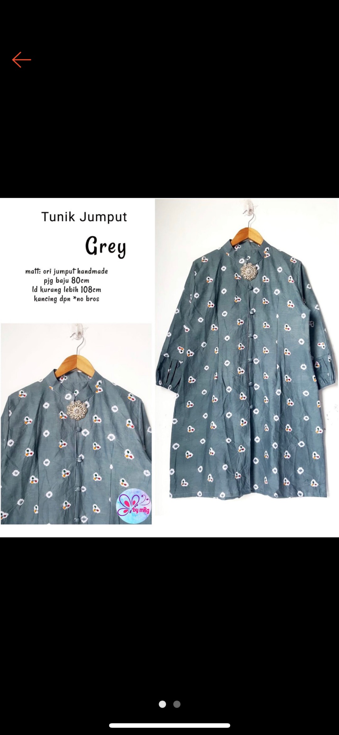 [premium] Tunik Jumputan Grey Batik Premium Solo Atasan Batik Midi Kombi Handmade Modern Kerja