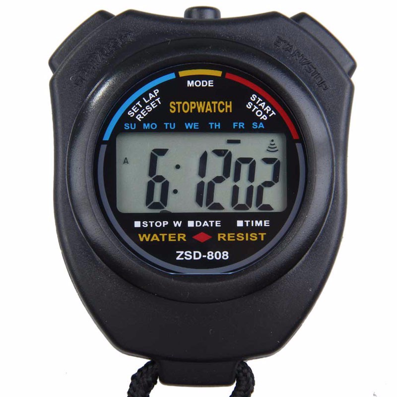 Stopwatch Profesional LCD dengan Strap Murah -Hitam