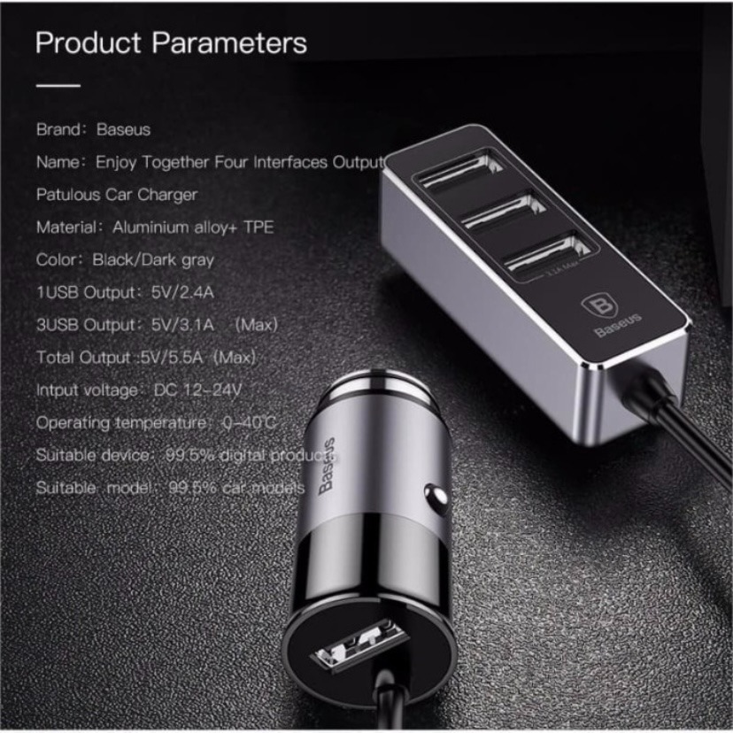 Baseus Patulous Charger 4 USB Output Car Charger Quick Charge