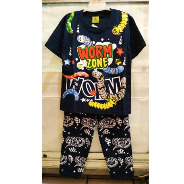 WORMS ZONE 5 6 7 Tahun  Size 10 12  14 Baju  Tidur  Anak  