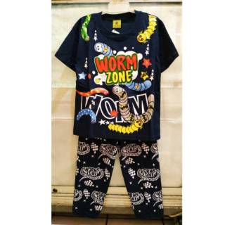 WORMS ZONE 5 6 7 Tahun Size 10 12 14 Baju Tidur Anak WORMS ZONE 5 6 7 Tahun Size 10 12 14 Baju Tidur Anak
