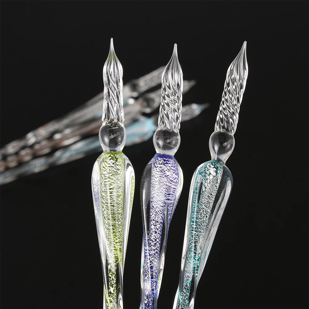 LANFY Writing Supplies Glass Dip Pen Painting Pen Signature Pen Fountain Pens Filling Ink 0.7mm Calligraphy Crystal Pen Handmade Vintage Dipping Pen