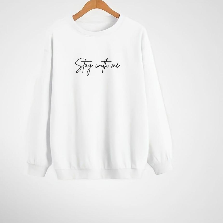 Paling Diminati Crewneck Pria Wanita Stay With 2 Me Basic Sweater Japan sweater kerah tinggi pria xx