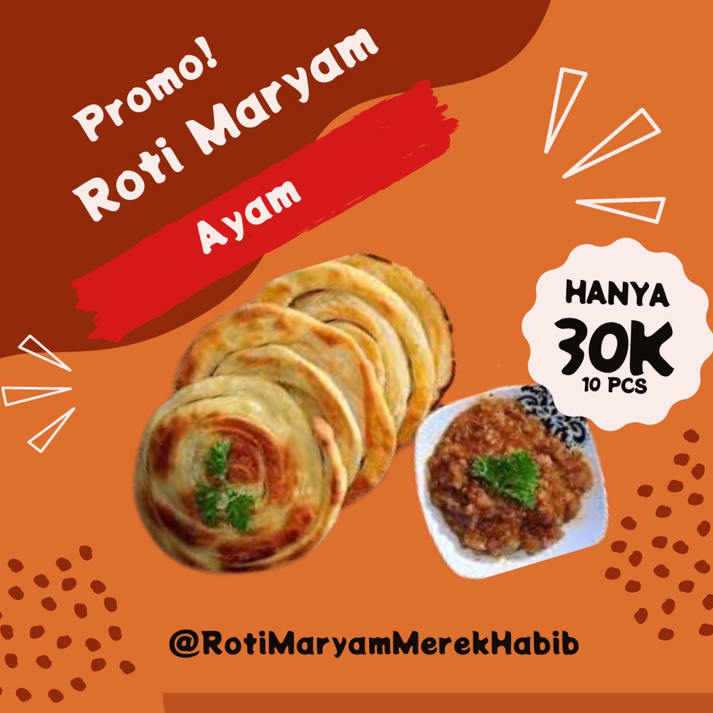 

Roti Maryam Habib, Ayam [Isi 10], Cane | Canai | Parata | Pipih.