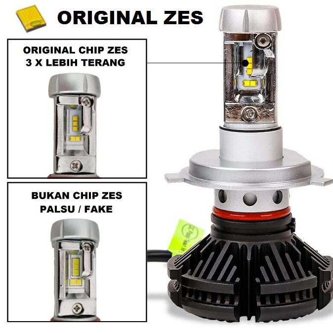 Lampu LED X3 ORIGINAL ZES Mobil H1 H3 H4 H7 H11 HB3 HB4 3 Warna Motor