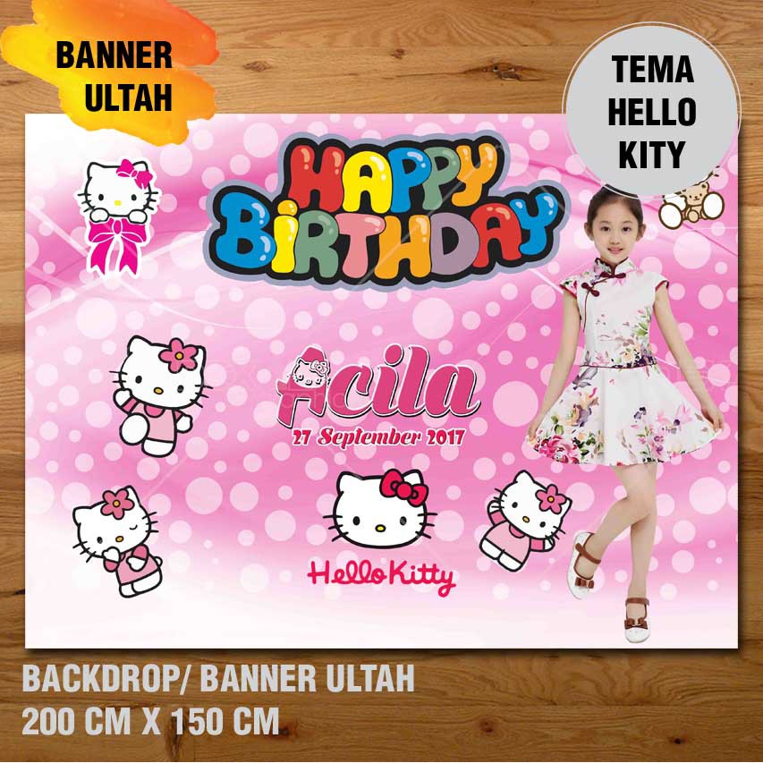 Hello Kity Banner Backdrop Spanduk Ulang Tahun Ul Tah 2 M X 1 5 M Shopee Indonesia