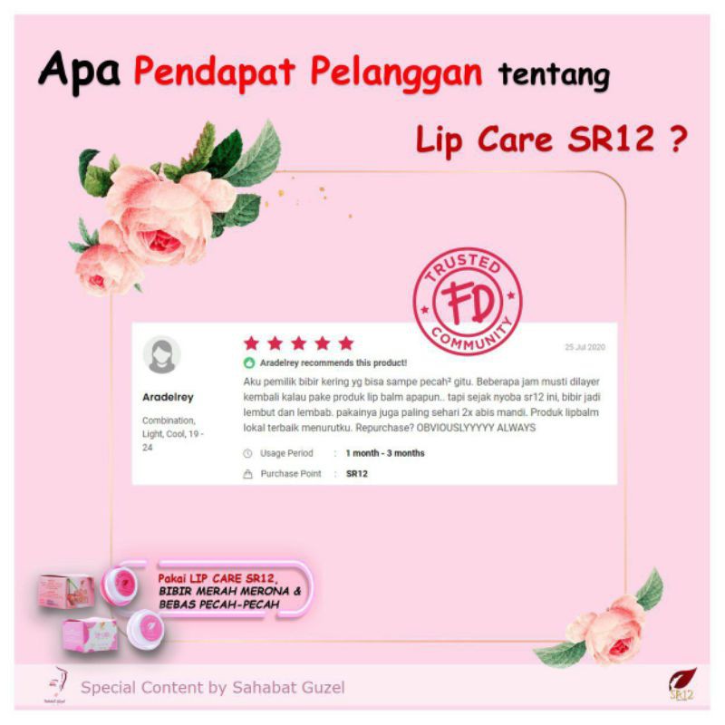 Lip Care SR12 Untuk Perawatan Bibir Hitam Gelap Pecah-Pecah Kering Moisturizing Transparent Lip Gloss