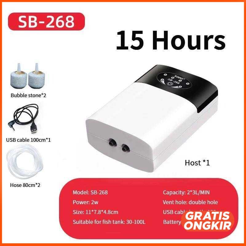 Pompa Aquarium Udara Oksigen 2200mAh - SB-268
