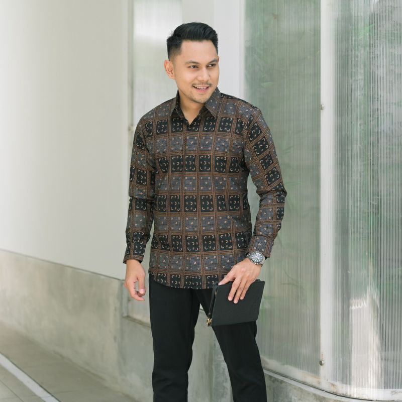 BAYEMAN KEMEJA BATIK MODERN SLIMFIT PANJANG BAHUN KATUN HALUS FULL FURING HALUS