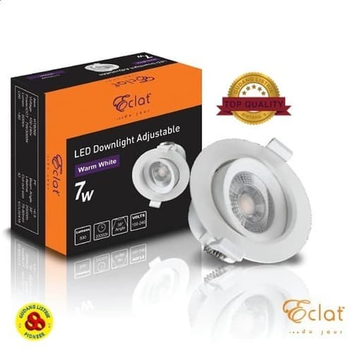 ECLAT DOWNLIGHT LED SOROT 7W WARM WHITE D/L ADJUSTABLE 7 WATT KUNING