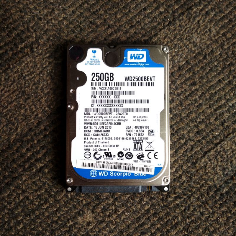 Hardisk Notebook 250 GB Sata 2.5 inch Internal HDD 250gb Laptop