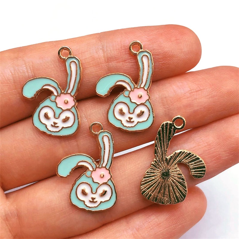 4pcs Liontin Enamel Bentuk Kelinci Bahan Alloy Untuk Membuat Perhiasan