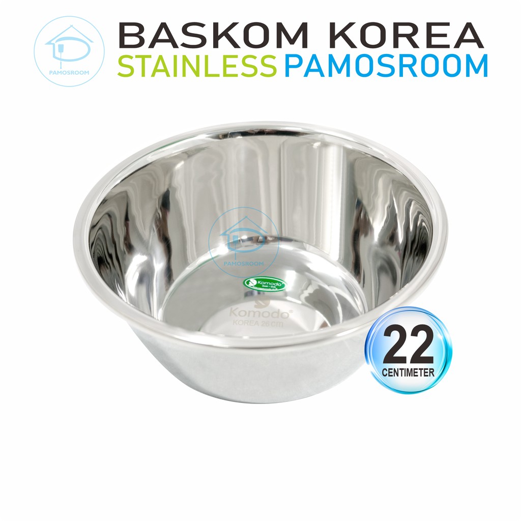 Komodo Baskom Stainless Steel Tebal 22cm Mangkok Adonan Roti Korea Baskom Korea 22 cm TOP ORINGAL