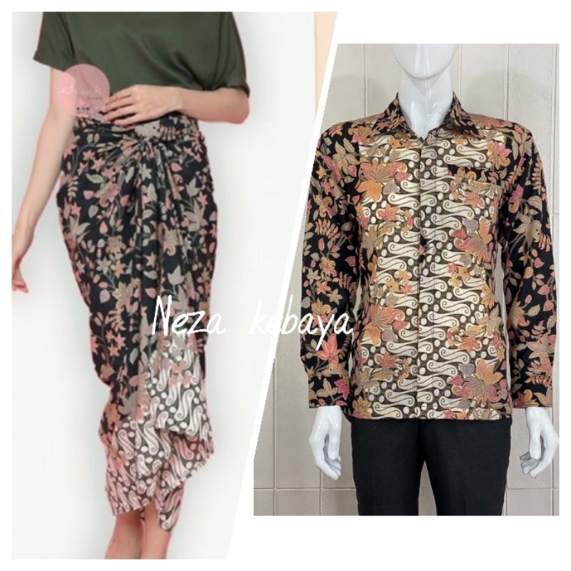 Rok lilit batik//couple rok lilit dengan kemeja//batik couple//couple batik pesta//kemeja batik