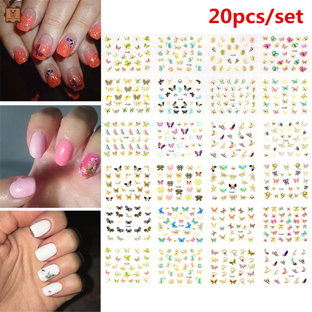 Download Cod In Stock New 24 Sheets 3d Butterfly Nail Art Stickers Diy Decals Manicure Beauty Decoration Shopee Indonesia
