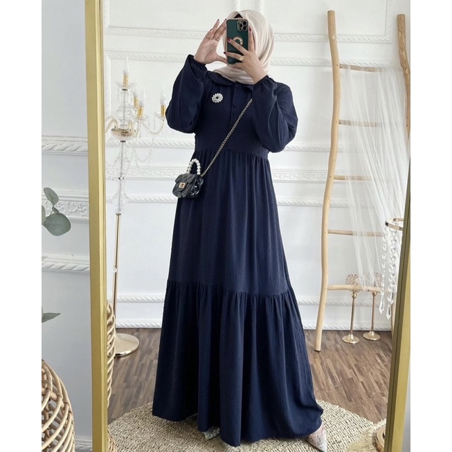 RUBI CATELINE DRESS AIRFLOW CRINGKEL READY BAHAN CRINGKEL POLOS