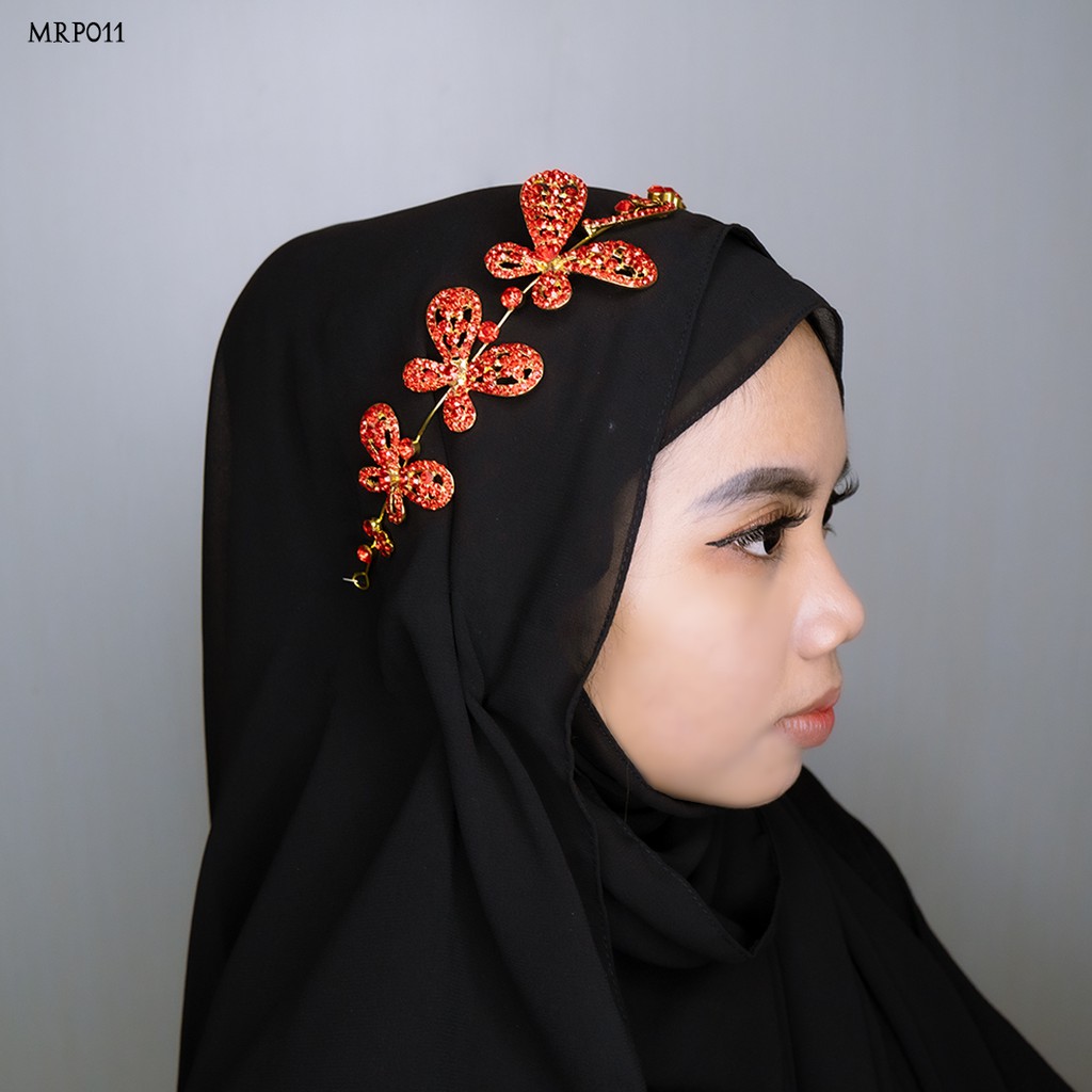 [ORDER SEKARANG] TIARA KUPU HIJAB PREMIUM ASESORIS PESTA MERAH MRP011