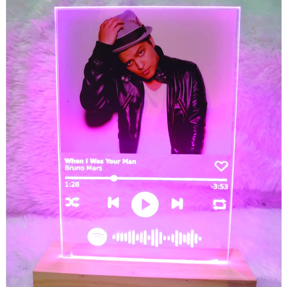 Lampu Tidur Spotify Style Kado Pernikahan Ulang Tahun Wisuda 3D LED Akrilik CUSTOM FOTO &amp; DETAIL