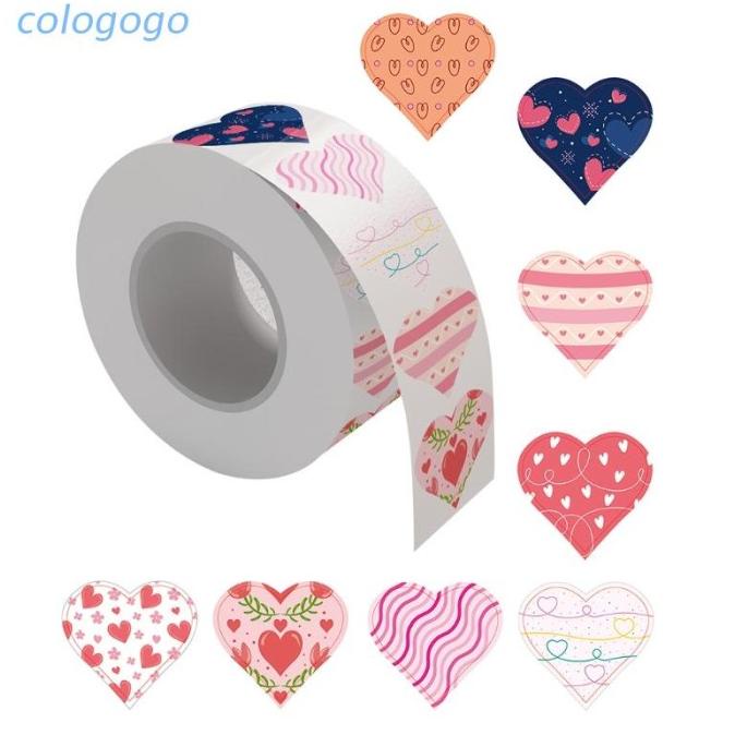 

500pcs Stiker Label Segel Bentuk Hati 8 Desain Untuk De