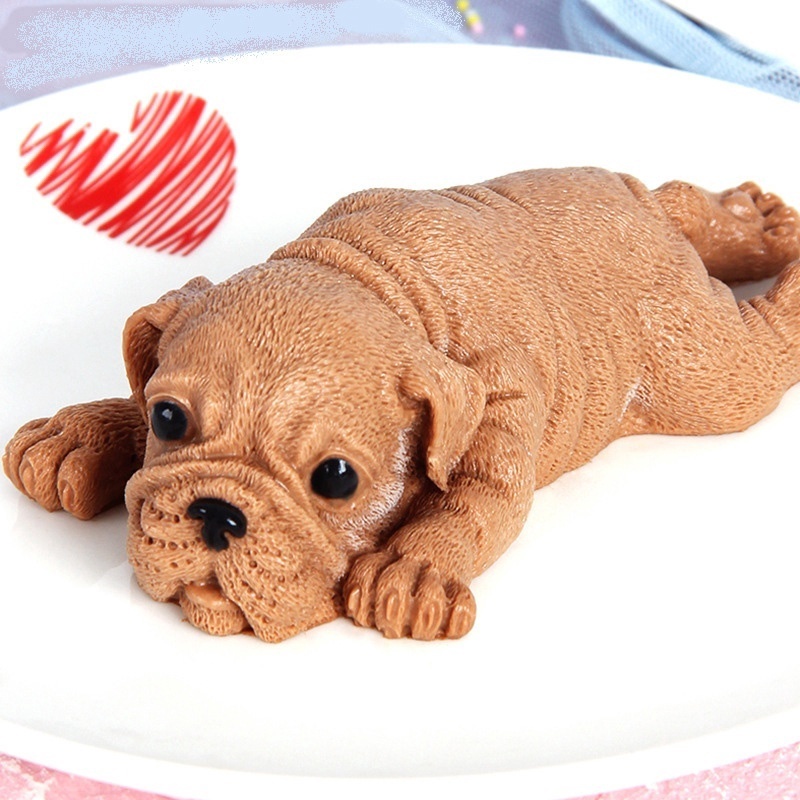 Cetakan Adonan Kue Mousse Desain Anjing 3D Bahan Silikon