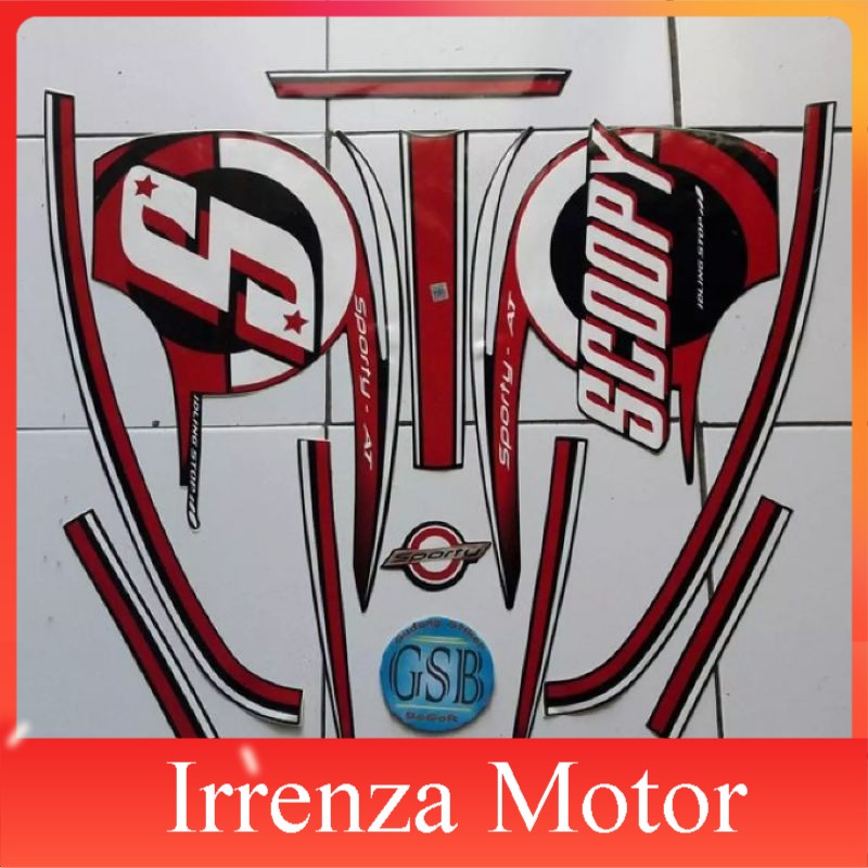 Striping sticker Lis motor Scoopy Fi 2015 hitam merah