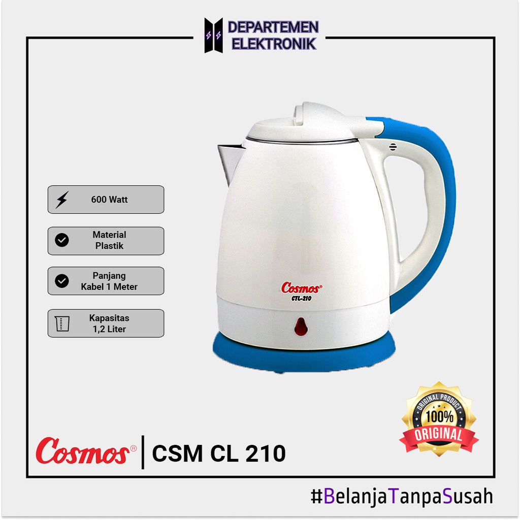 Cosmos CTL 210 – Kettle Listrik 1.2 Liter MURAH BANGET / GARANSI RESMI