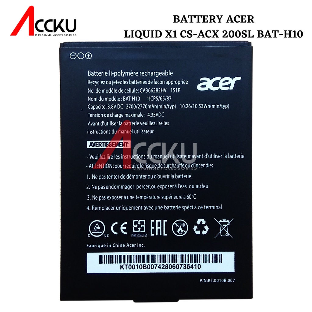 Battery Acer Liquid X1 Baterai Caer Sc-Acx 200sl Battery Acer Bat-H10