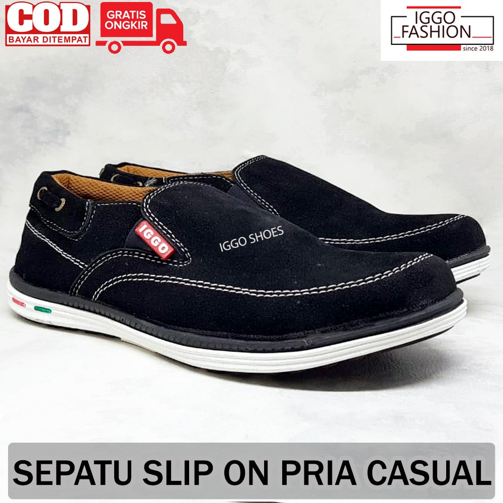 IGGO MEN BASIC SEPATU KASUAL PRIA SLIPON KASUAL SEPATU KOREA TERKINI ORIGINAL BERKUALITAS
