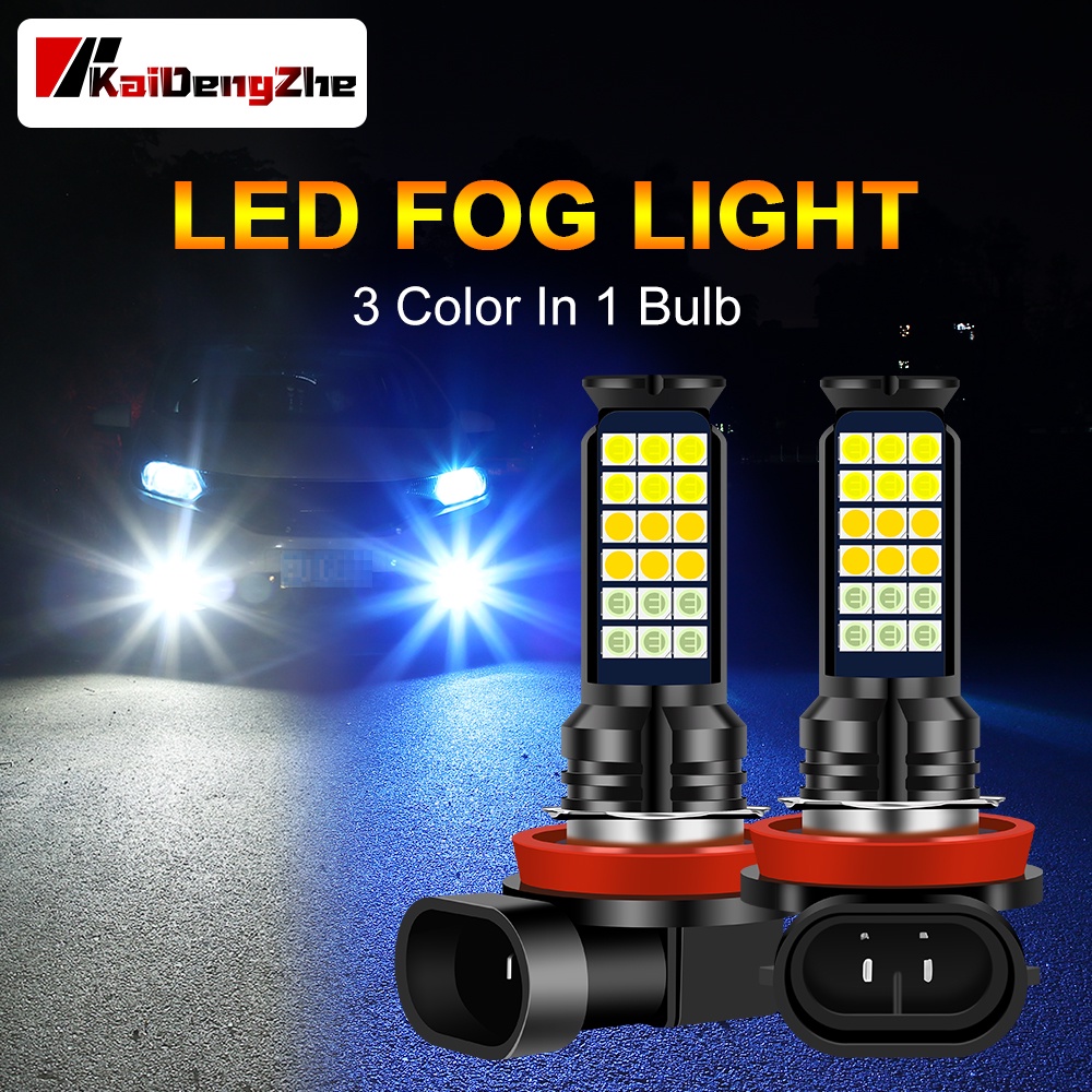 2pcs Lampu Kabut 3 Color in 1 H8 36-LED SMD  H11 H16 (JP) 9005 HB3 9006 HB4 Untuk Mobil