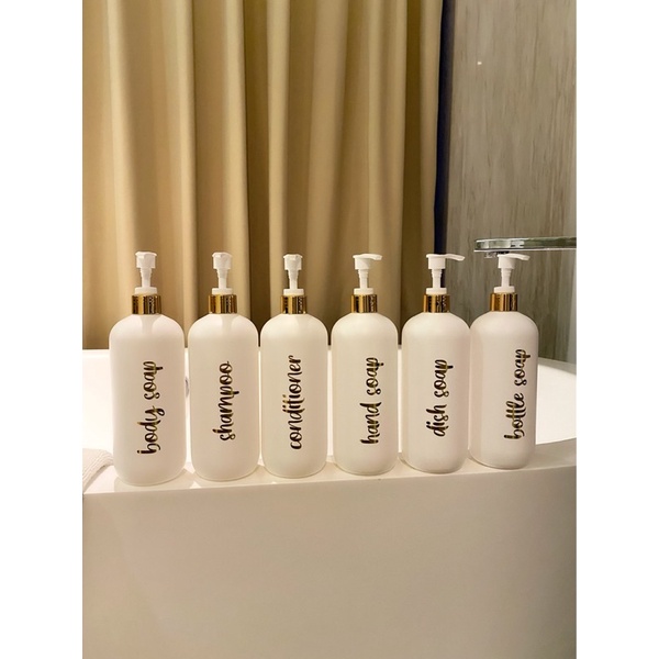 botol putih 500ml N24 gold kecil. aesthetic bottle minimalist refill organizer tempat sabun cair pump estetik