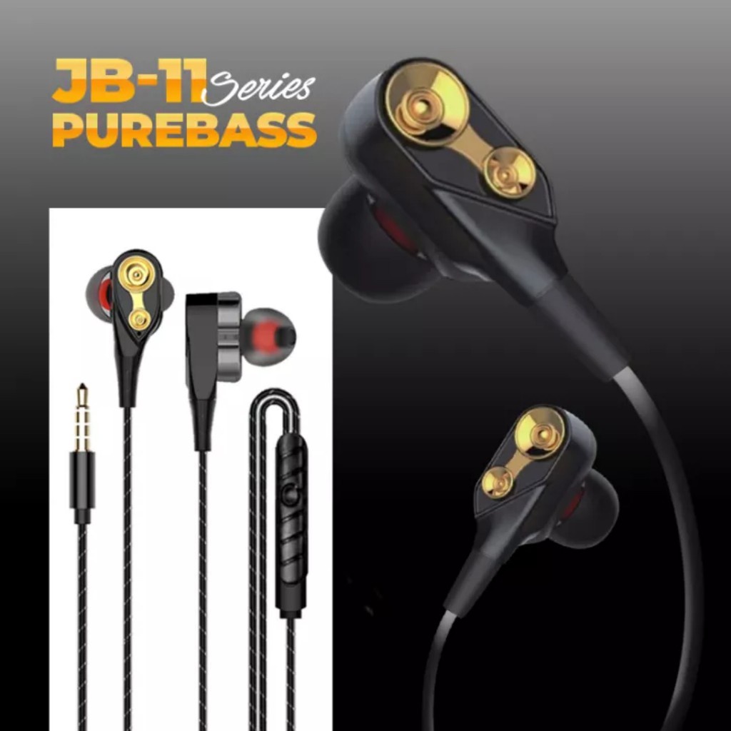 Headset PUREBASS Hi-Res Audio For 3.5mm Jack Earphone Megabass With Mic