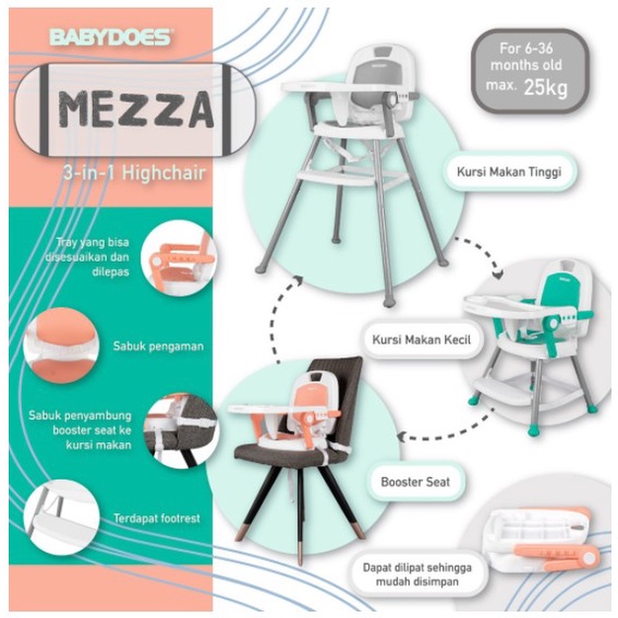 High Chair Baby Does Mezza 3in1 Kursi Makan Anak Bayi